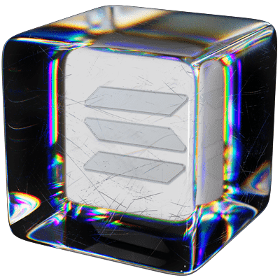 solana logo in 3d glass